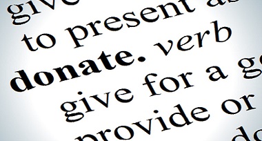 A dictionary entry for the word donate